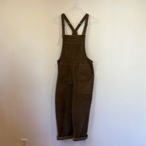 Aerie olive green corduroy overalls